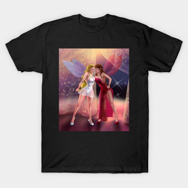 Two fairies having a fight T-Shirt by Bootyfreeze